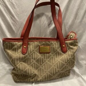 Lauren Ralph Lauren Women's Beige Red Tote Bag - AS IS